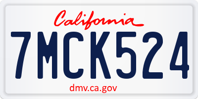 CA license plate 7MCK524