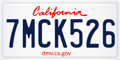 CA license plate 7MCK526