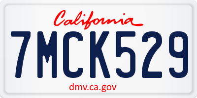 CA license plate 7MCK529