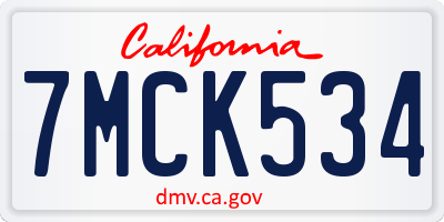 CA license plate 7MCK534