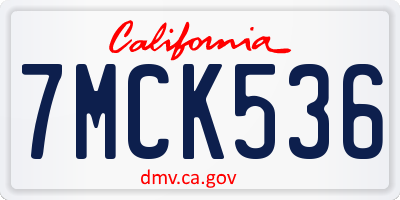 CA license plate 7MCK536