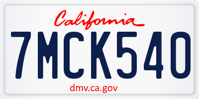 CA license plate 7MCK540