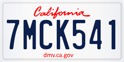 CA license plate 7MCK541