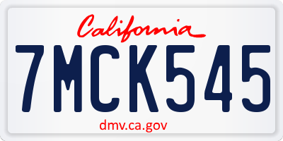 CA license plate 7MCK545