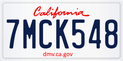 CA license plate 7MCK548