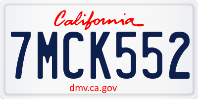 CA license plate 7MCK552