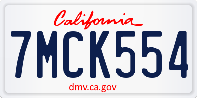 CA license plate 7MCK554