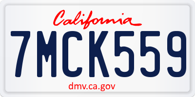 CA license plate 7MCK559