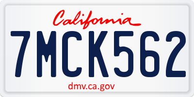 CA license plate 7MCK562