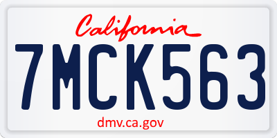 CA license plate 7MCK563