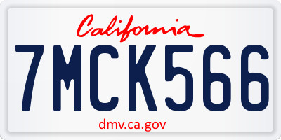 CA license plate 7MCK566