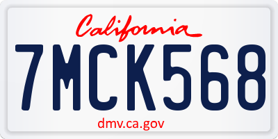 CA license plate 7MCK568