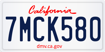 CA license plate 7MCK580