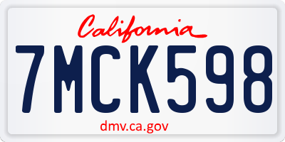 CA license plate 7MCK598