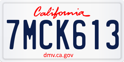 CA license plate 7MCK613