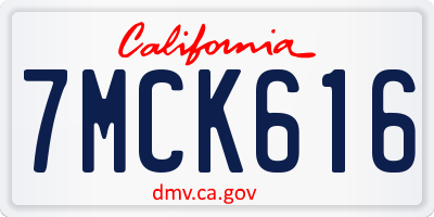 CA license plate 7MCK616