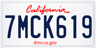 CA license plate 7MCK619
