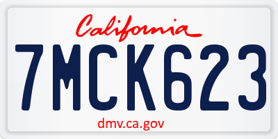 CA license plate 7MCK623