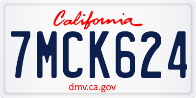 CA license plate 7MCK624