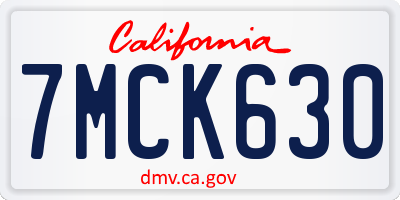 CA license plate 7MCK630