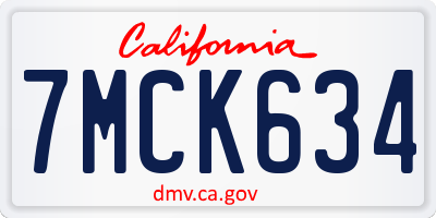 CA license plate 7MCK634