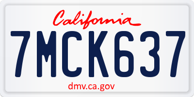 CA license plate 7MCK637