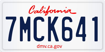 CA license plate 7MCK641