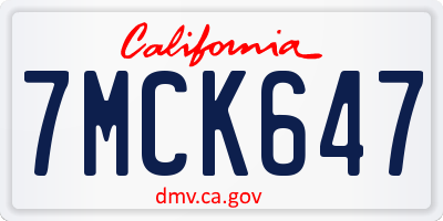 CA license plate 7MCK647