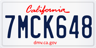 CA license plate 7MCK648