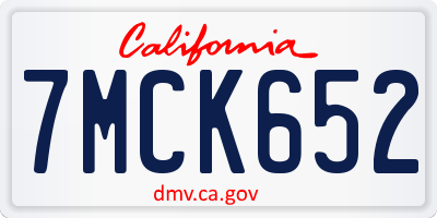 CA license plate 7MCK652