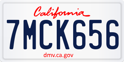 CA license plate 7MCK656