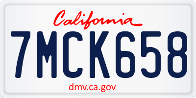 CA license plate 7MCK658