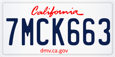 CA license plate 7MCK663