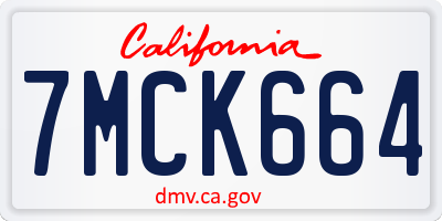 CA license plate 7MCK664