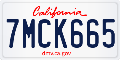 CA license plate 7MCK665