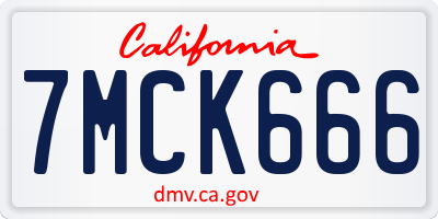 CA license plate 7MCK666