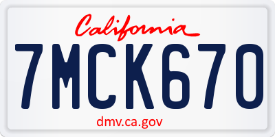 CA license plate 7MCK670