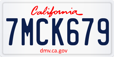 CA license plate 7MCK679
