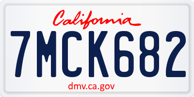 CA license plate 7MCK682