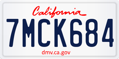 CA license plate 7MCK684
