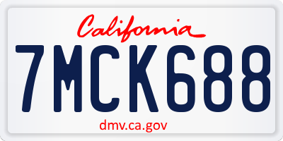 CA license plate 7MCK688