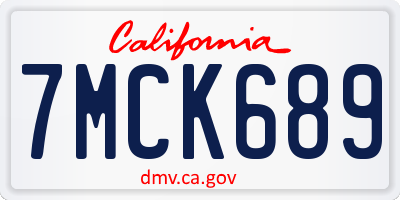 CA license plate 7MCK689