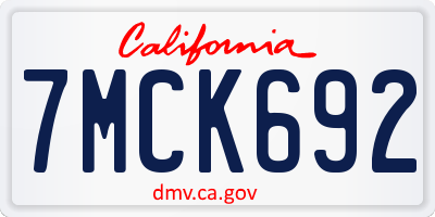 CA license plate 7MCK692