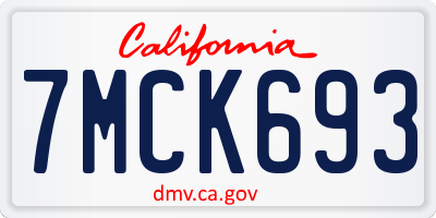 CA license plate 7MCK693