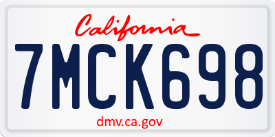 CA license plate 7MCK698