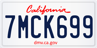 CA license plate 7MCK699
