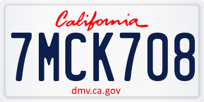 CA license plate 7MCK708