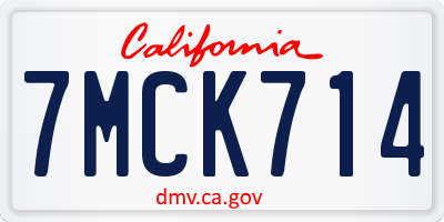 CA license plate 7MCK714
