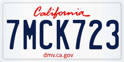 CA license plate 7MCK723