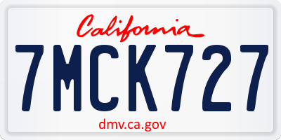 CA license plate 7MCK727